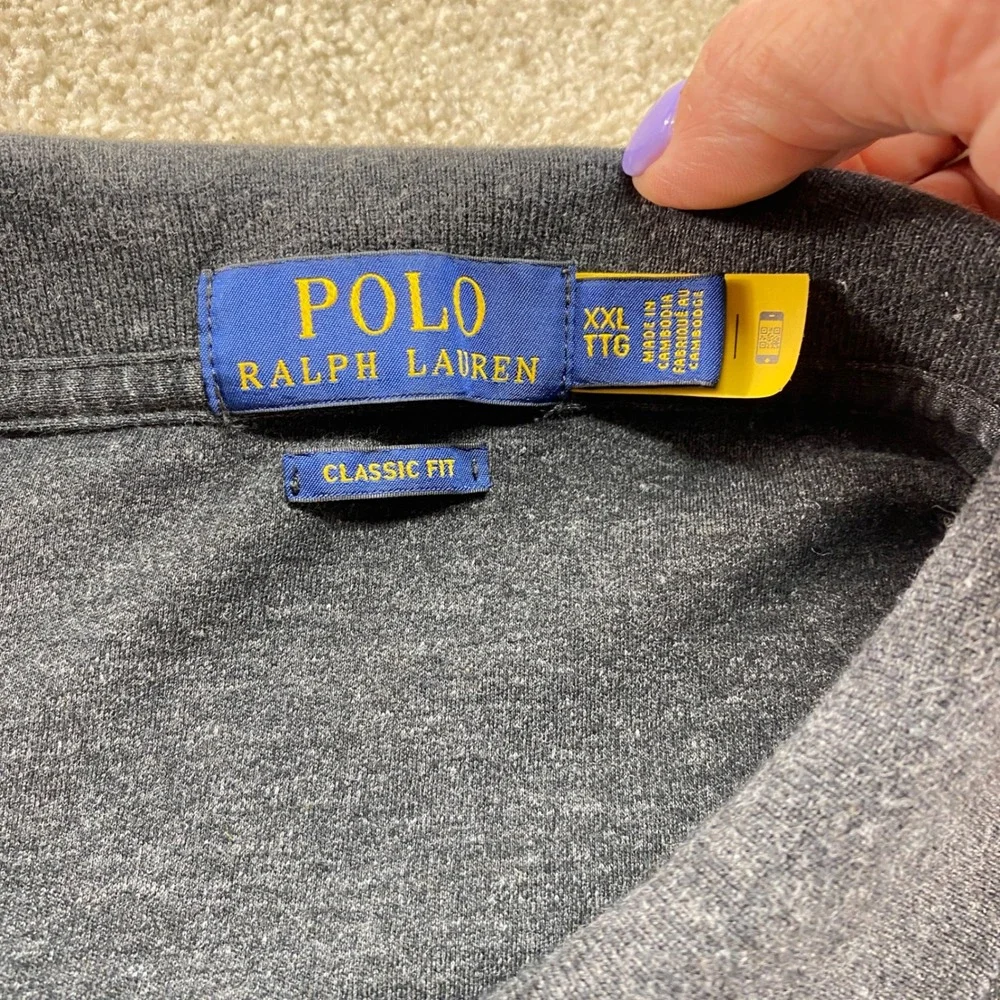 Polo Ralph Lauren Shirt Mens XXL Grey Classic Fit‎ Polo Short Sleeve Preppy